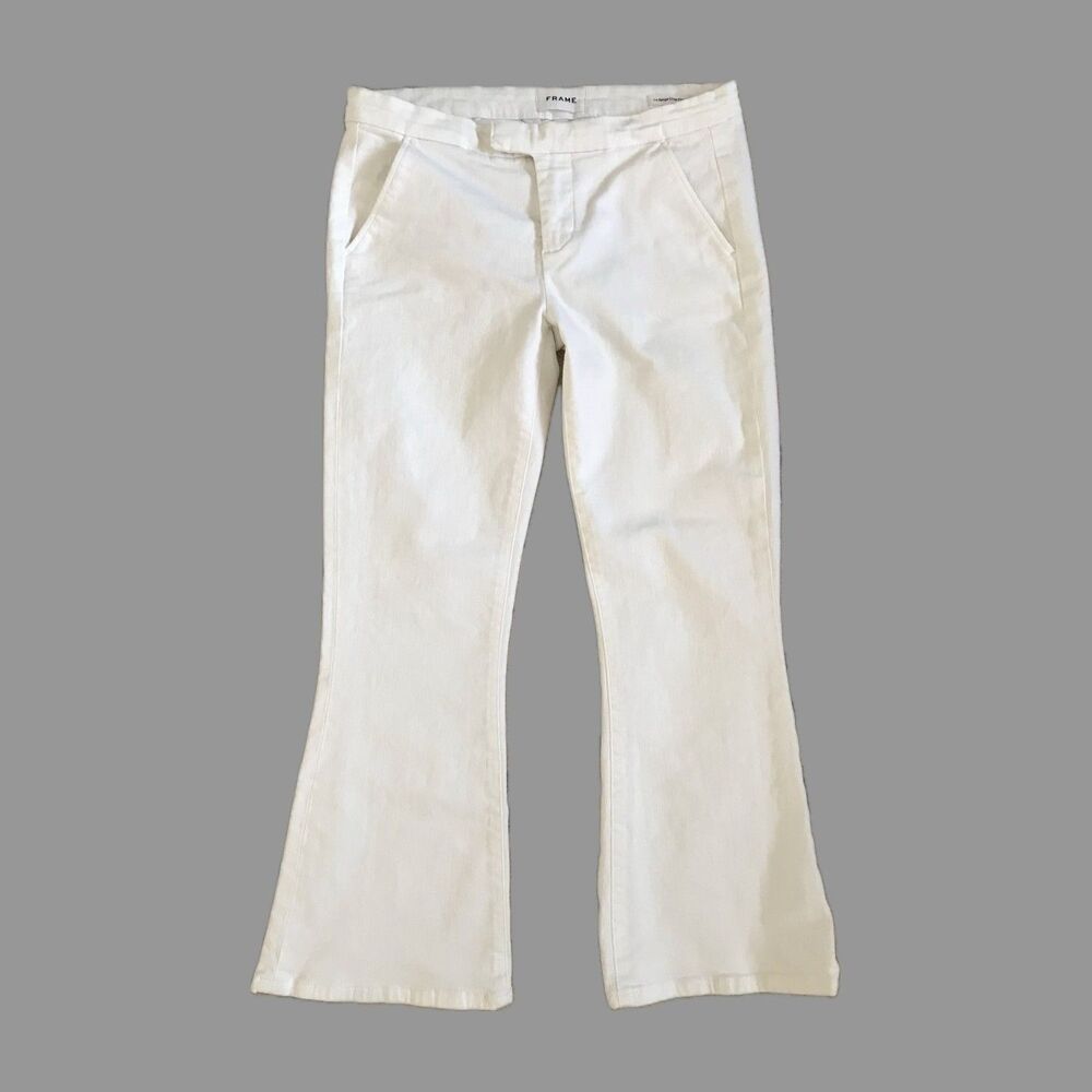 Frame Denim White Le Serge Cropped Flare Cotton Jeans Pants, Womens Size 27
